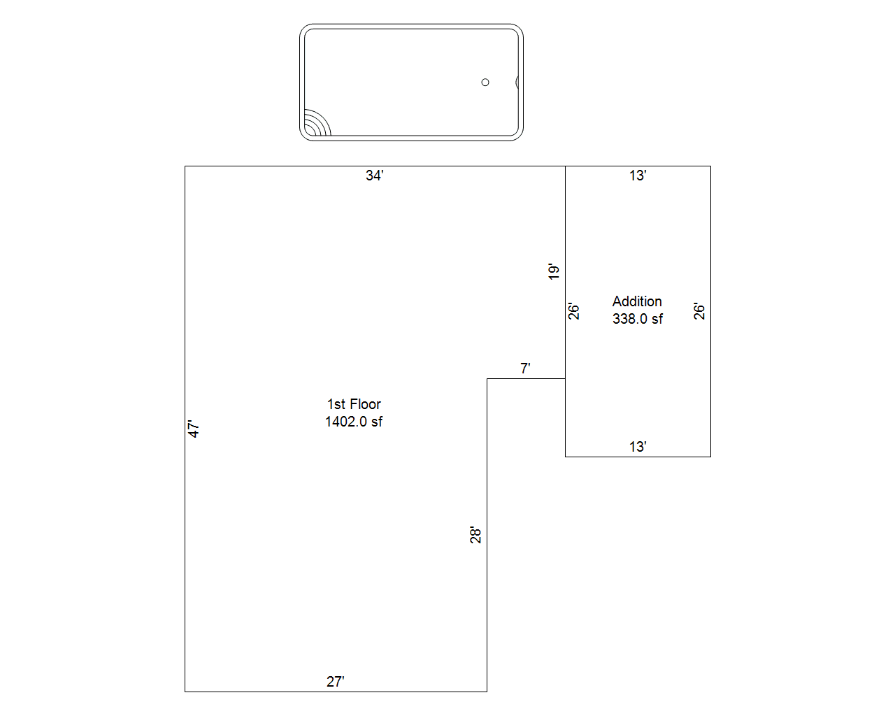 Building sketch and plan view example