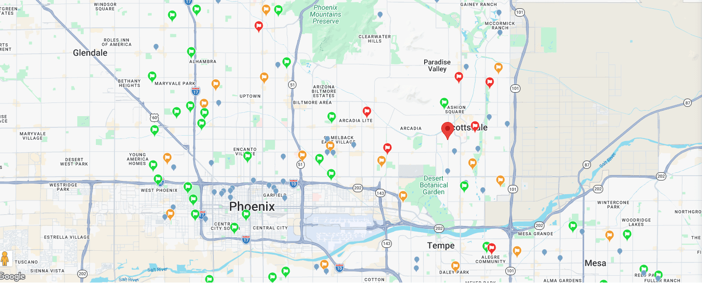 AZ Deal Map map interface showing Arizona deal locations